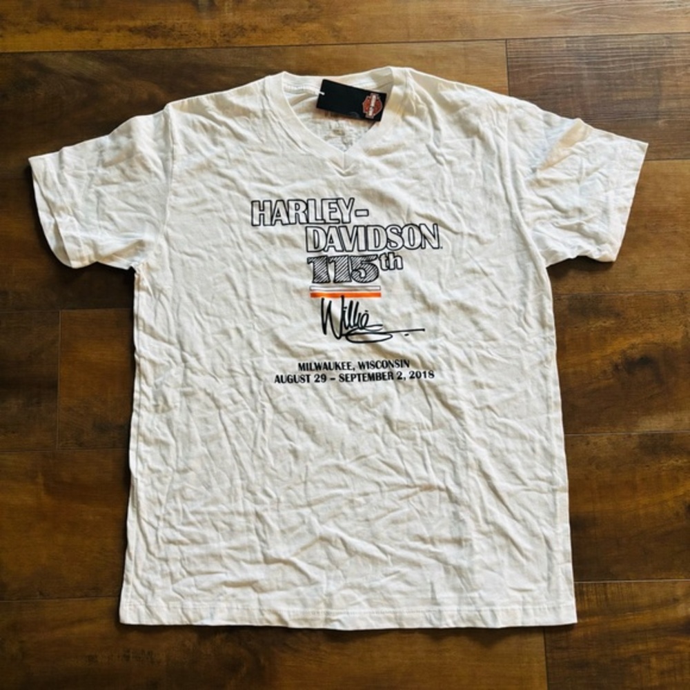 Harley Davidson Women’s 115th Anniversary Commemorative V Neck T Shirt Size LXL‎